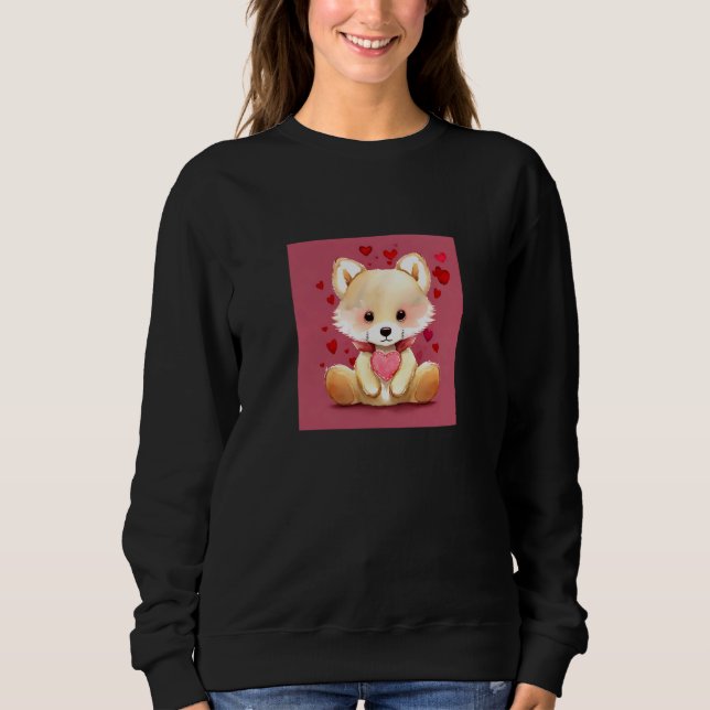 Valentine's Day Love Heart Fox Teddy Girlfriend Fi T Shirt (Framsida)