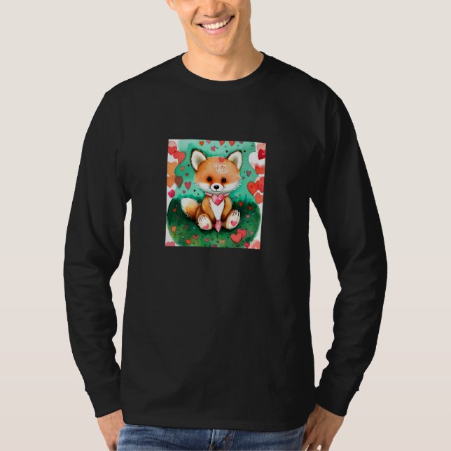 Valentine's Day Love Heart Fox Teddy Girlfriend Fi T Shirt (Framsida)