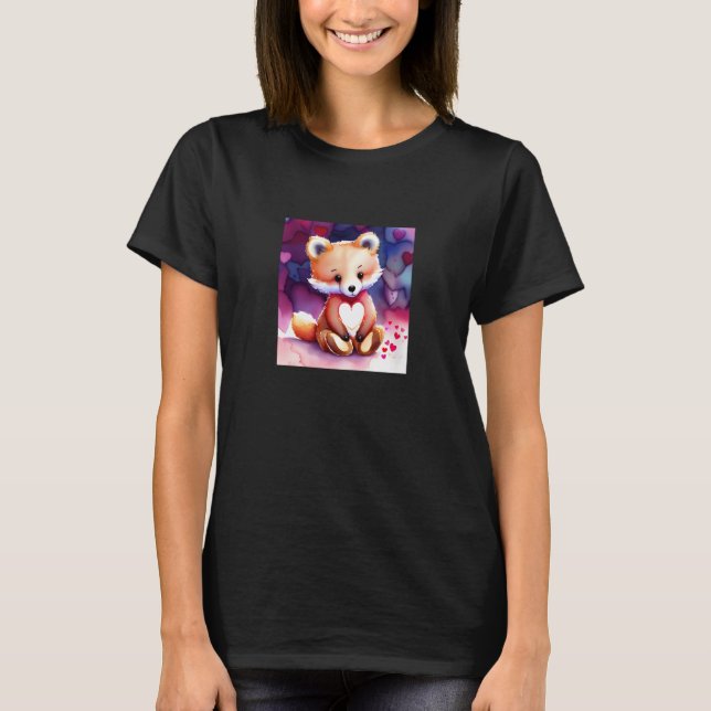 Valentine's Day Love Heart Fox Teddy Girlfriend Fi T Shirt (Framsida)