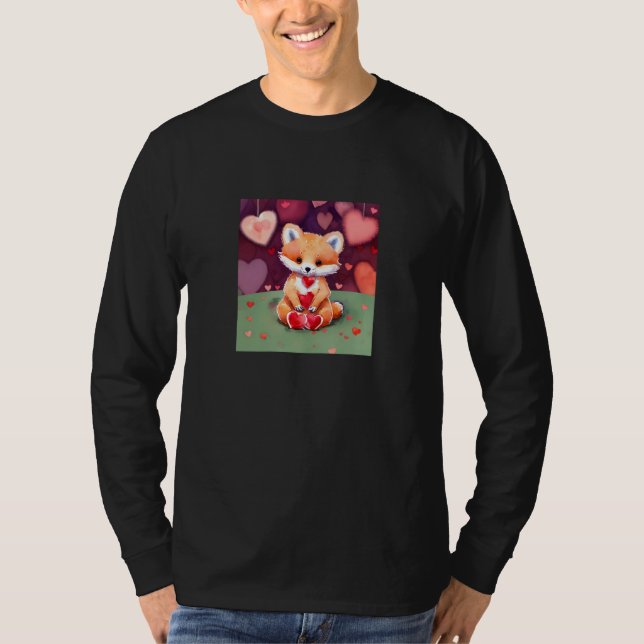 Valentine's Day Love Heart Fox Teddy Girlfriend Fi T Shirt (Framsida)