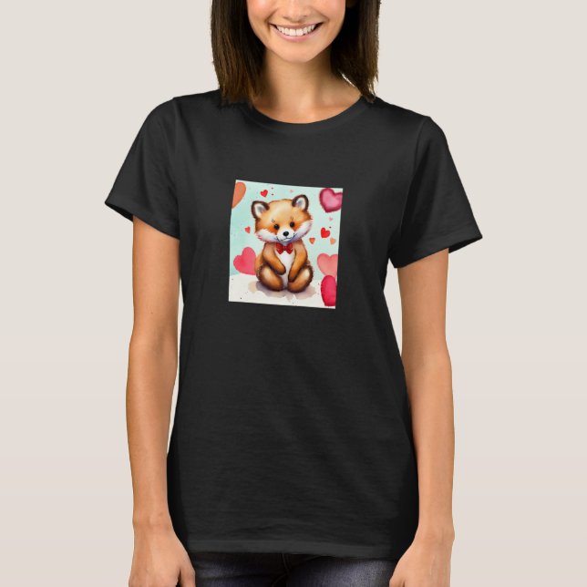 Valentine's Day Love Heart Fox Teddy Girlfriend Fi T Shirt (Framsida)