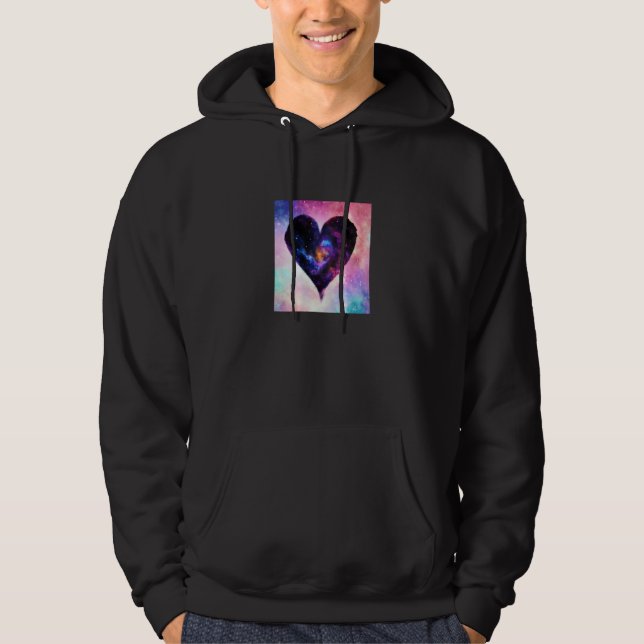 Valentine's Day Love Heart Galaxy Girlfriend Fianc Hoodie (Framsida)