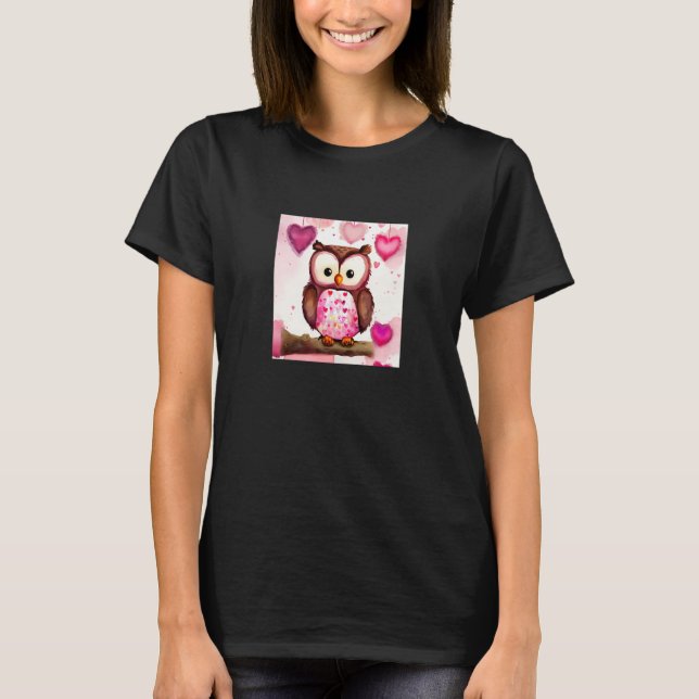 Valentine's Day Love Heart Owl Teddy Girlfriend Fi T Shirt (Framsida)