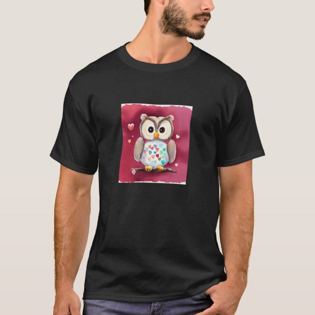 Valentine's Day Love Heart Owl Teddy Girlfriend Fi T Shirt (Framsida)