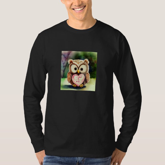 Valentine's Day Love Heart Owl Teddy Girlfriend Fi T Shirt (Framsida)