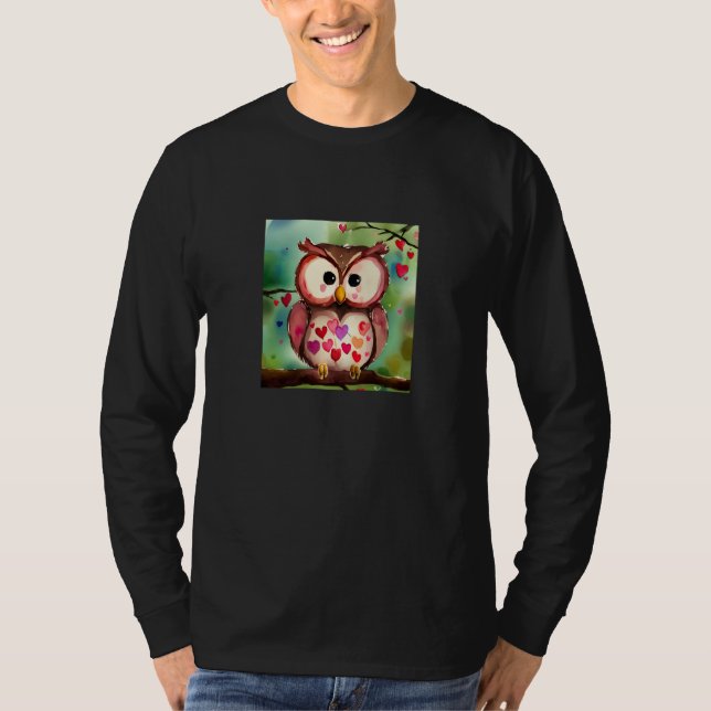Valentine's Day Love Heart Owl Teddy Girlfriend Fi T Shirt (Framsida)
