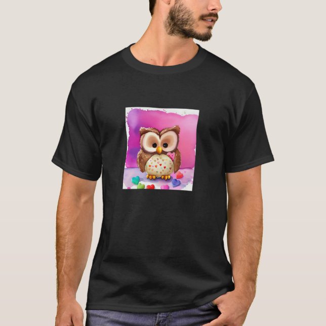 Valentine's Day Love Heart Owl Teddy Girlfriend Fi T Shirt (Framsida)