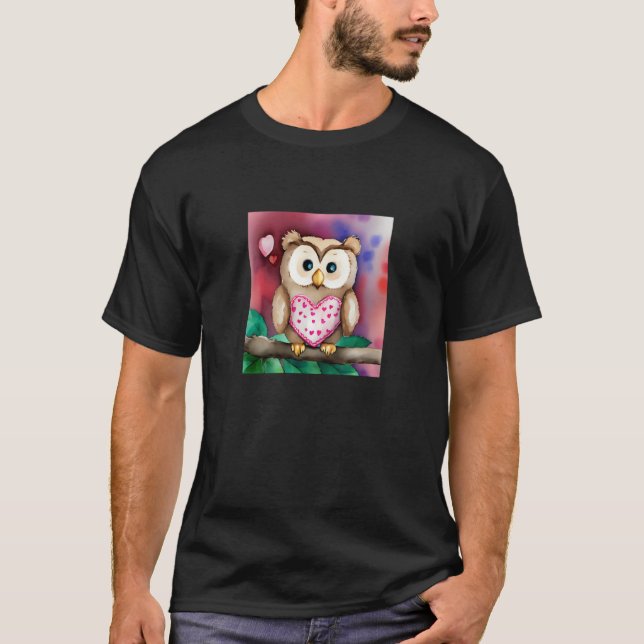 Valentine's Day Love Heart Owl Teddy Girlfriend Fi T Shirt (Framsida)