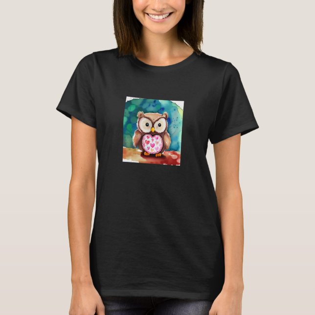 Valentine's Day Love Heart Owl Teddy Girlfriend Fi T Shirt (Framsida)