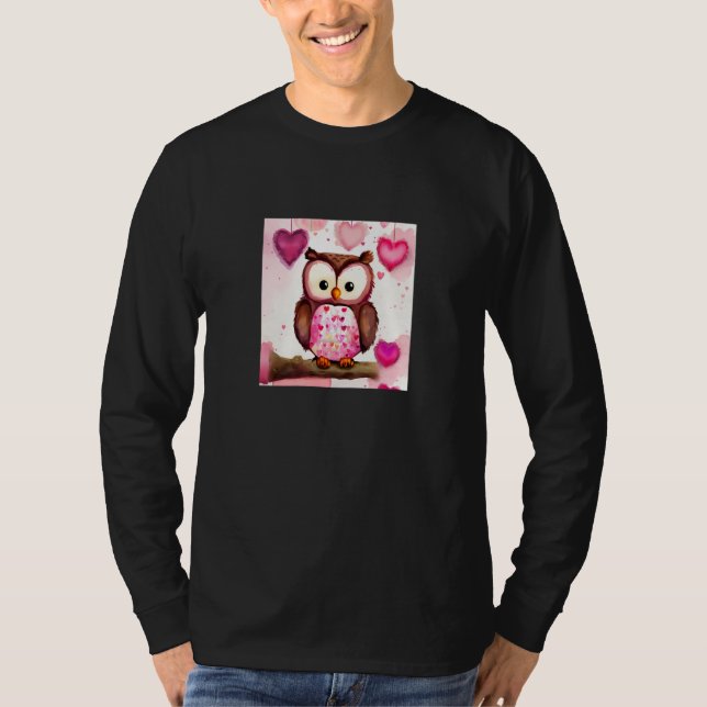 Valentine's Day Love Heart Owl Teddy Girlfriend Fi T Shirt (Framsida)