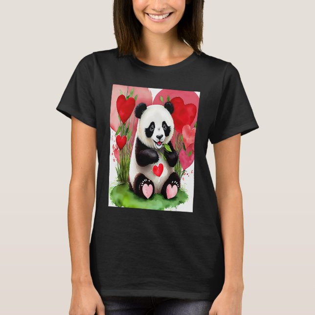 Valentine's Day Love Heart Panda Girlfriend Fiancé T Shirt (Framsida)