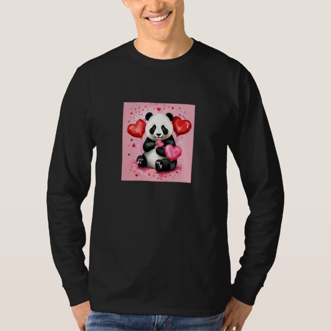Valentine's Day Love Heart Panda Girlfriend Fiancé T Shirt (Framsida)