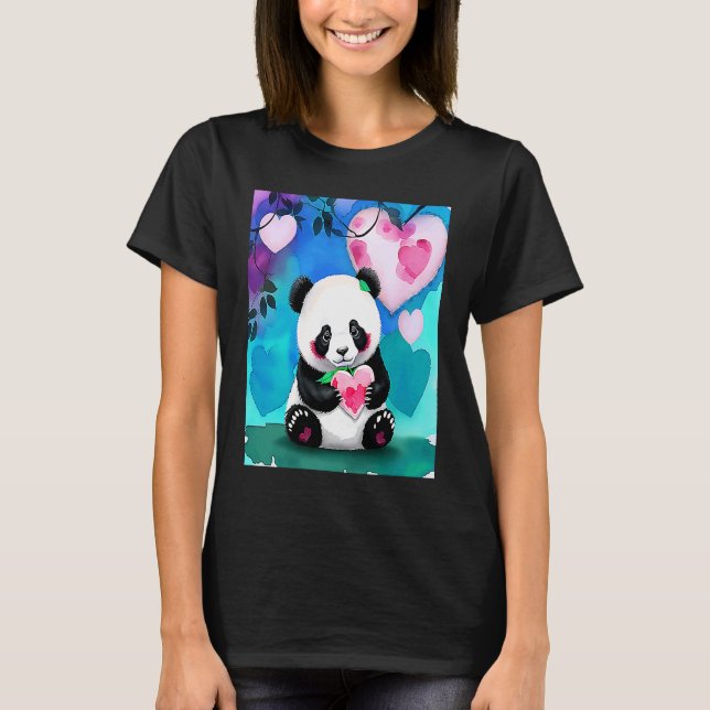 Valentine's Day Love Heart Panda Girlfriend Fiancé T Shirt (Framsida)