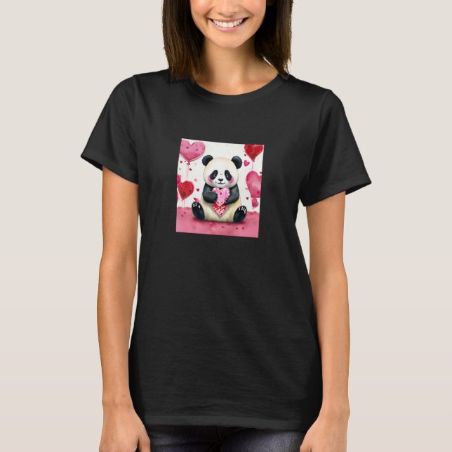 Valentine's Day Love Heart Panda Girlfriend Fiancé T Shirt (Framsida)