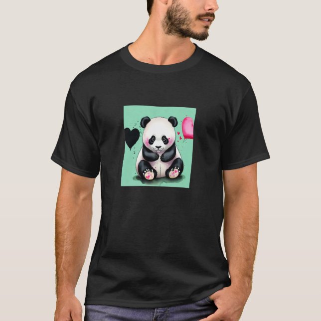 Valentine's Day Love Heart Panda Girlfriend Fiancé T Shirt (Framsida)
