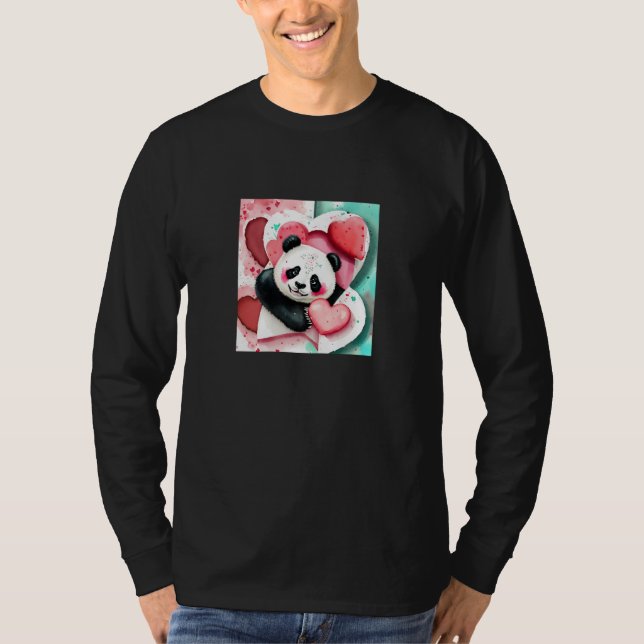 Valentine's Day Love Heart Panda Girlfriend Fiancé T Shirt (Framsida)