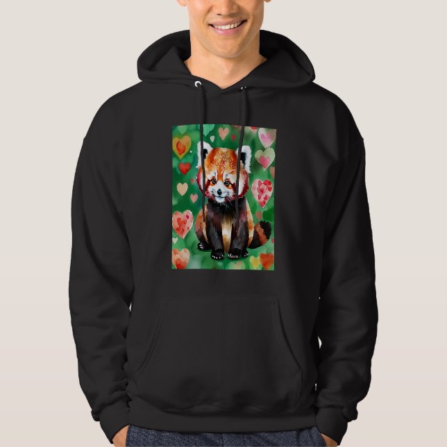 Valentine's Day Love Heart Red Panda Girlfriend Fi Hoodie (Framsida)