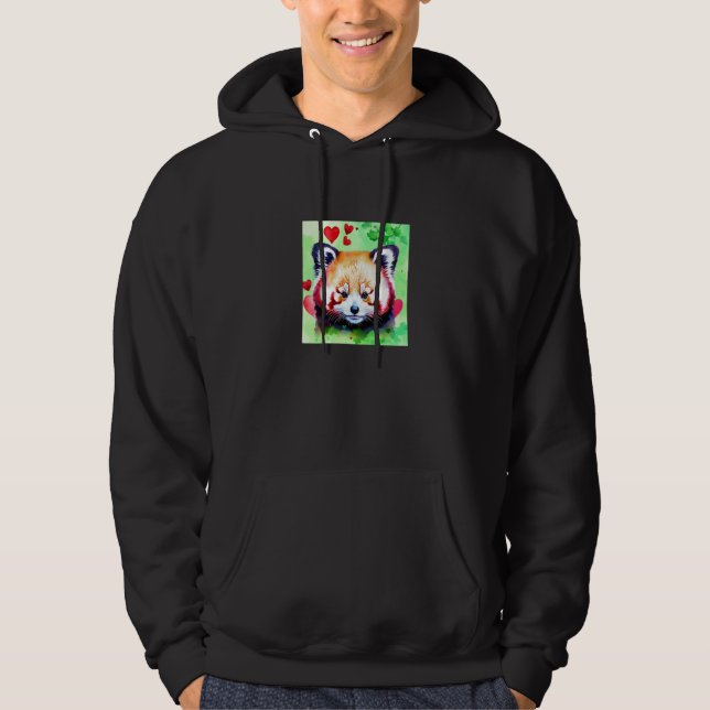 Valentine's Day Love Heart Red Panda Girlfriend Fi Hoodie (Framsida)