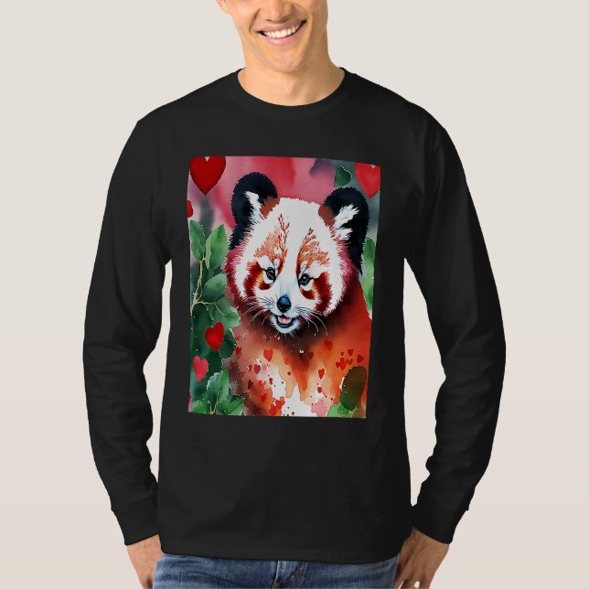 Valentine's Day Love Heart Red Panda Girlfriend Fi T Shirt (Framsida)