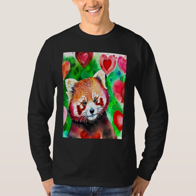 Valentine's Day Love Heart Red Panda Girlfriend Fi T Shirt (Framsida)