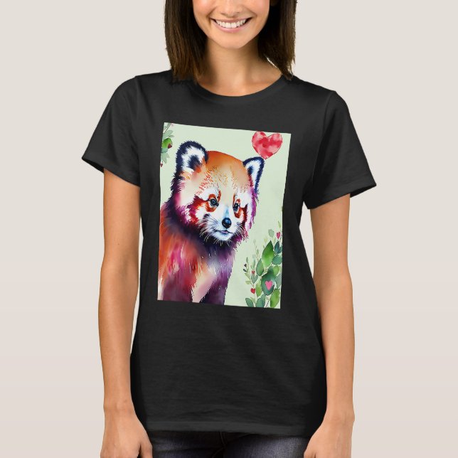Valentine's Day Love Heart Red Panda Girlfriend Fi T Shirt (Framsida)