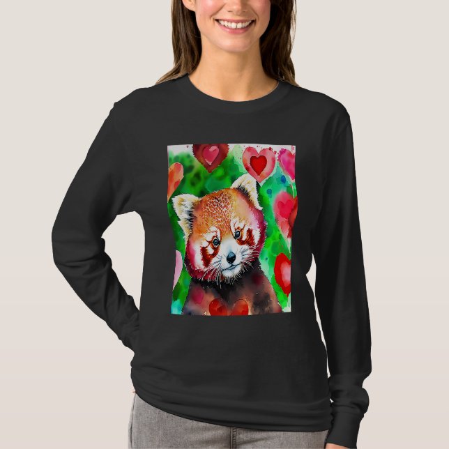 Valentine's Day Love Heart Red Panda Girlfriend Fi T Shirt (Framsida)
