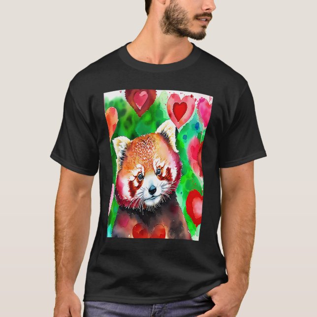 Valentine's Day Love Heart Red Panda Girlfriend Fi T Shirt (Framsida)