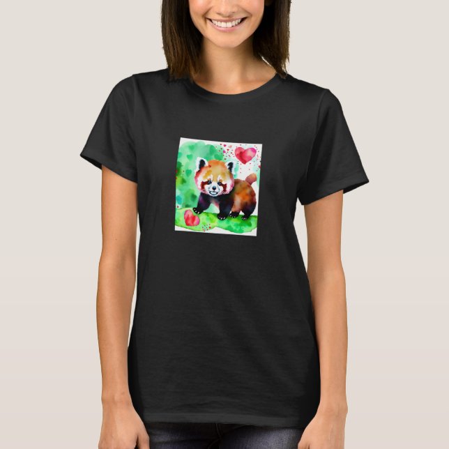 Valentine's Day Love Heart Red Panda Girlfriend Fi T Shirt (Framsida)