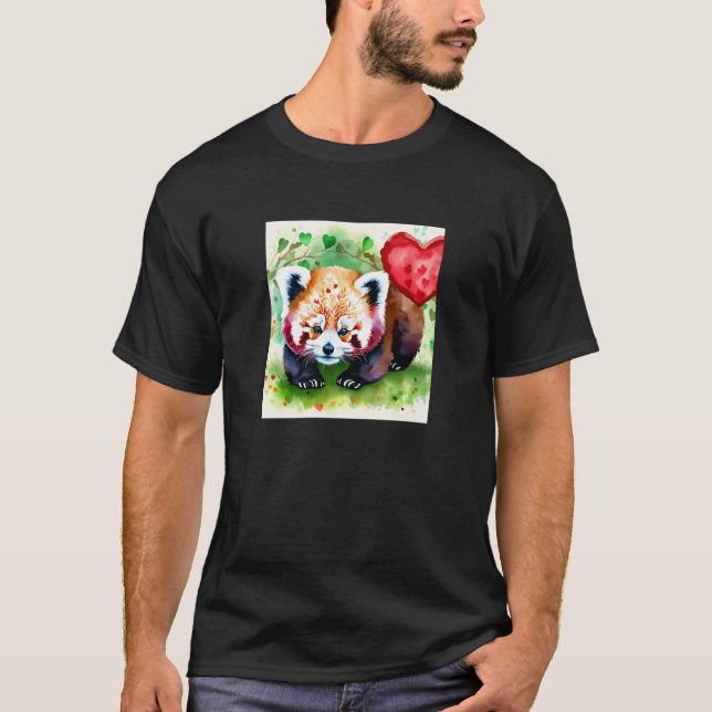 Valentine's Day Love Heart Red Panda Girlfriend Fi T Shirt (Framsida)