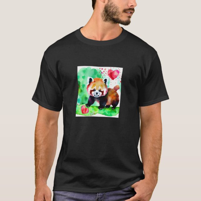 Valentine's Day Love Heart Red Panda Girlfriend Fi T Shirt (Framsida)