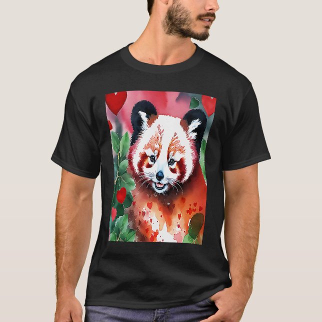 Valentine's Day Love Heart Red Panda Girlfriend Fi T Shirt (Framsida)