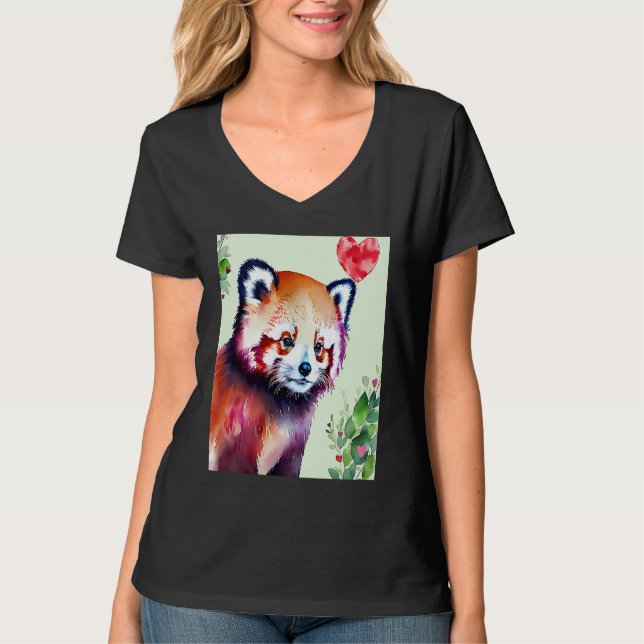 Valentine's Day Love Heart Red Panda Girlfriend Fi T Shirt (Framsida)