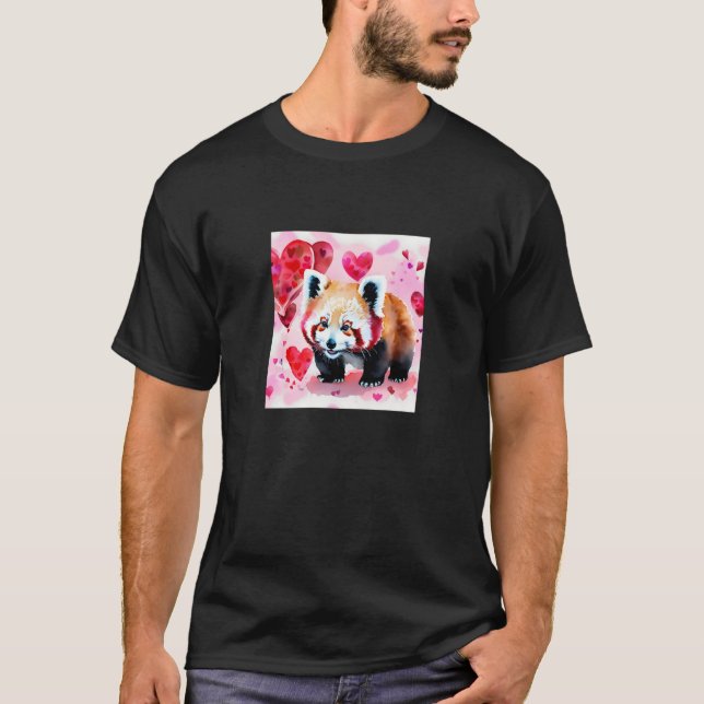 Valentine's Day Love Heart Red Panda Girlfriend Fi T Shirt (Framsida)