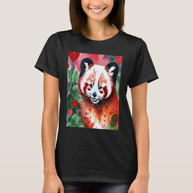 Valentine's Day Love Heart Red Panda Girlfriend Fi T Shirt (Framsida)