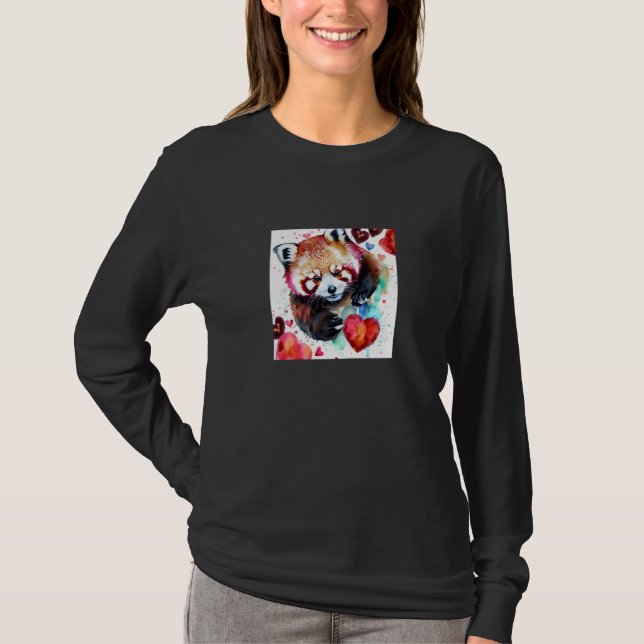 Valentine's Day Love Heart Red Panda Girlfriend Fi T Shirt (Framsida)