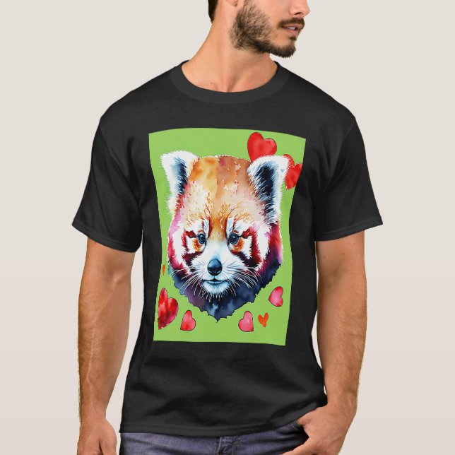 Valentine's Day Love Heart Red Panda Girlfriend Fi T Shirt (Framsida)
