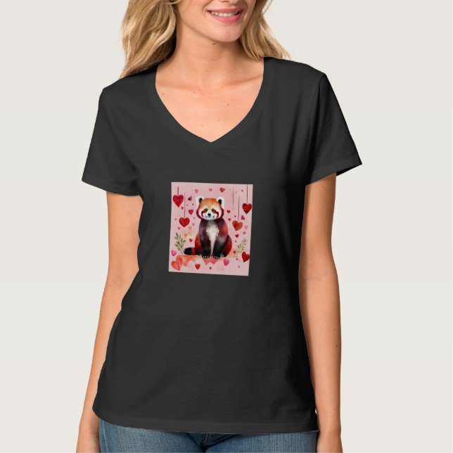 Valentine's Day Love Heart Red Panda Girlfriend Fi T Shirt (Framsida)