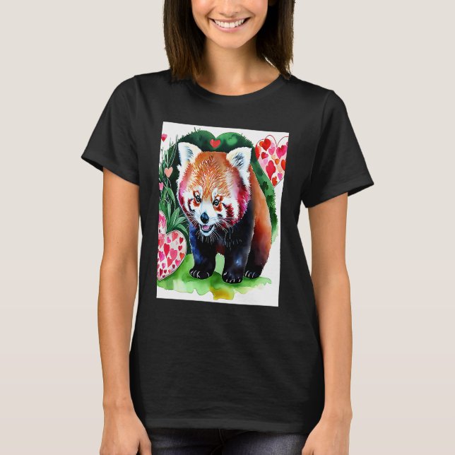 Valentine's Day Love Heart Red Panda Girlfriend Fi T Shirt (Framsida)