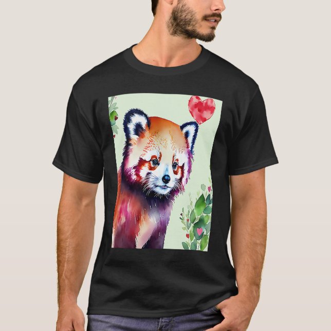 Valentine's Day Love Heart Red Panda Girlfriend Fi T Shirt (Framsida)