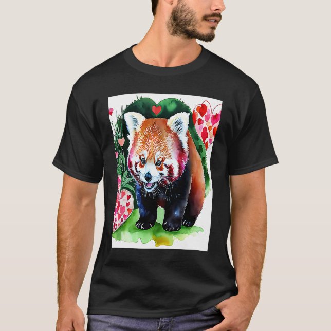 Valentine's Day Love Heart Red Panda Girlfriend Fi T Shirt (Framsida)