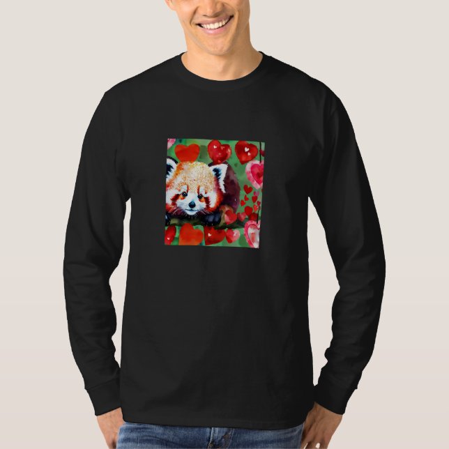 Valentine's Day Love Heart Red Panda Girlfriend Fi T Shirt (Framsida)