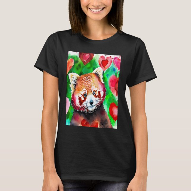 Valentine's Day Love Heart Red Panda Girlfriend Fi T Shirt (Framsida)