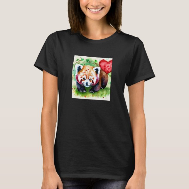 Valentine's Day Love Heart Red Panda Girlfriend Fi T Shirt (Framsida)
