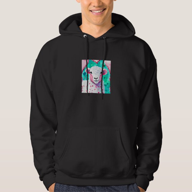 Valentine's Day Love Heart Sheep Girlfriend Fiancé Hoodie (Framsida)