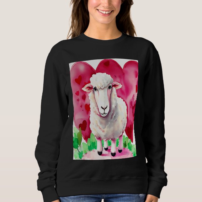 Valentine's Day Love Heart Sheep Girlfriend Fiancé T Shirt (Framsida)