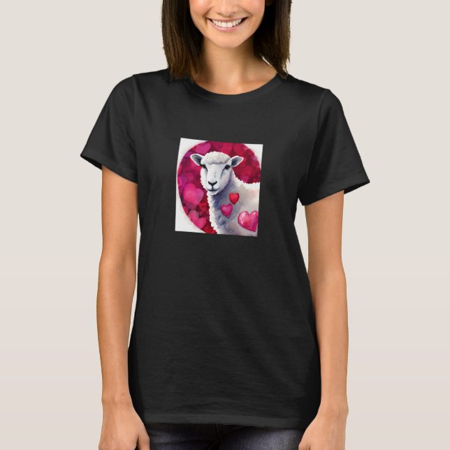 Valentine's Day Love Heart Sheep Girlfriend Fiancé T Shirt (Framsida)