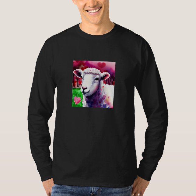 Valentine's Day Love Heart Sheep Girlfriend Fiancé T Shirt (Framsida)