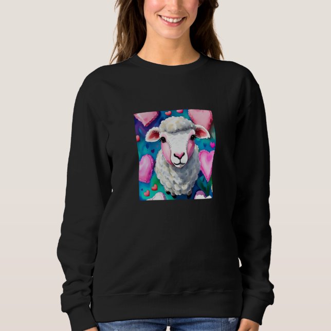 Valentine's Day Love Heart Sheep Girlfriend Fiancé T Shirt (Framsida)