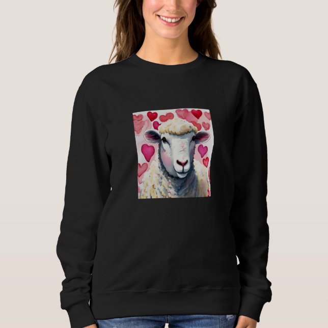 Valentine's Day Love Heart Sheep Girlfriend Fiancé T Shirt (Framsida)