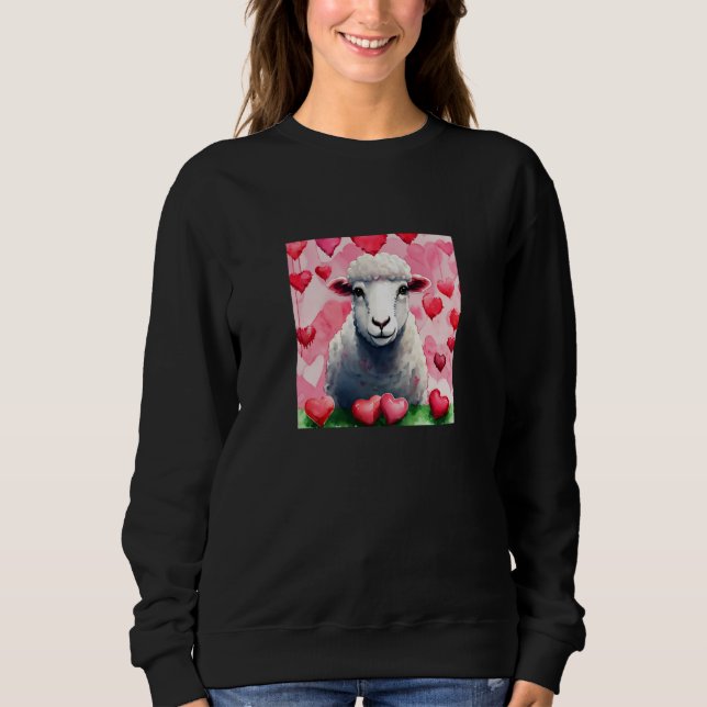 Valentine's Day Love Heart Sheep Girlfriend Fiancé T Shirt (Framsida)